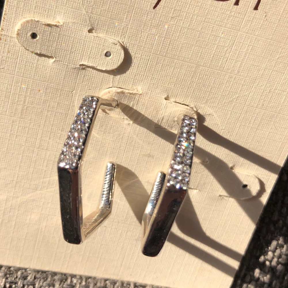 Silver Rhinestone Hoops - Picture 16 of 17
